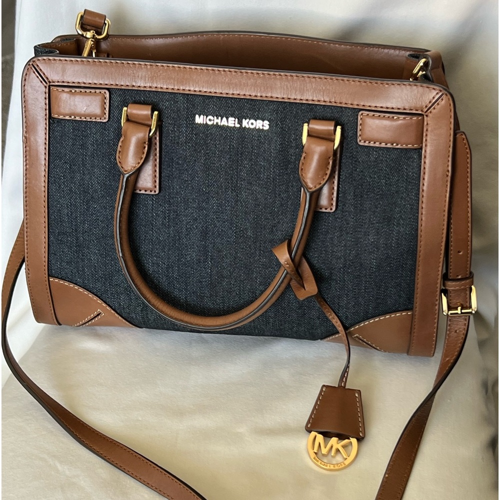 Michael Kors Denim Leather Cross Body Satchel.